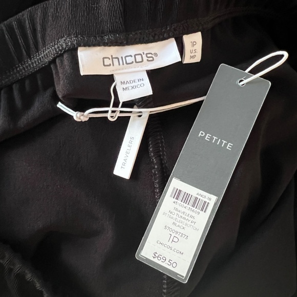 NWT Chico's PETITE Classic Traveler No-Tummy Pant In Black Size 1P (Med) - Picture 6 of 7
